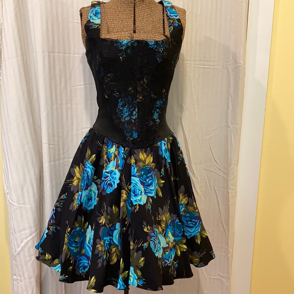 Betsey Johnson Cabbage Rose & Lace Corset Dress